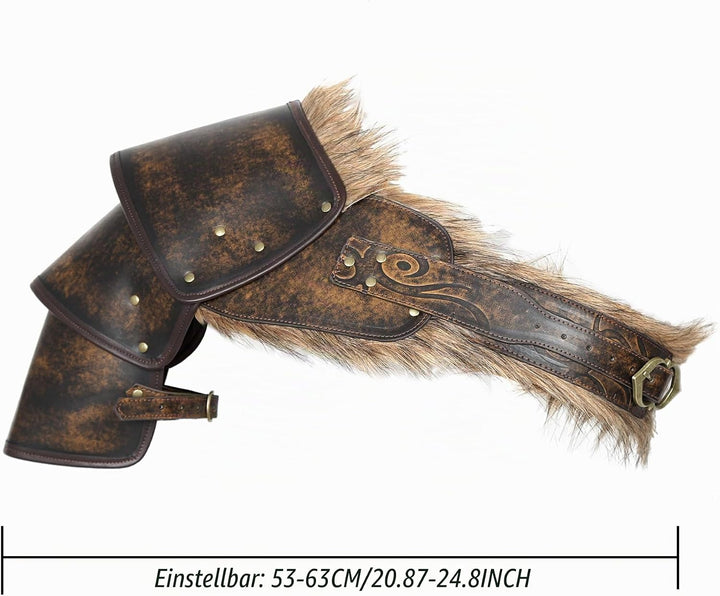keland Wikinger Schulterpanzer Fell Schulter Rüstung Leder Pauldron Mittelalter Schulterschutz (Brau