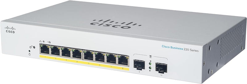 Cisco Business CBS220-8T-E-2G Smart Switch | 8 GE-Ports | 2x1G Small Form-Factor Pluggable (SFP) | 3