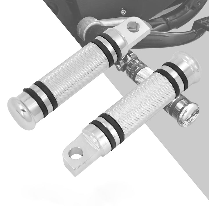 HDBUBALUS 1 Paar Billet CNC Silber Aluminium Motorrad Fussrasten für Harley Style männliche Fussrast