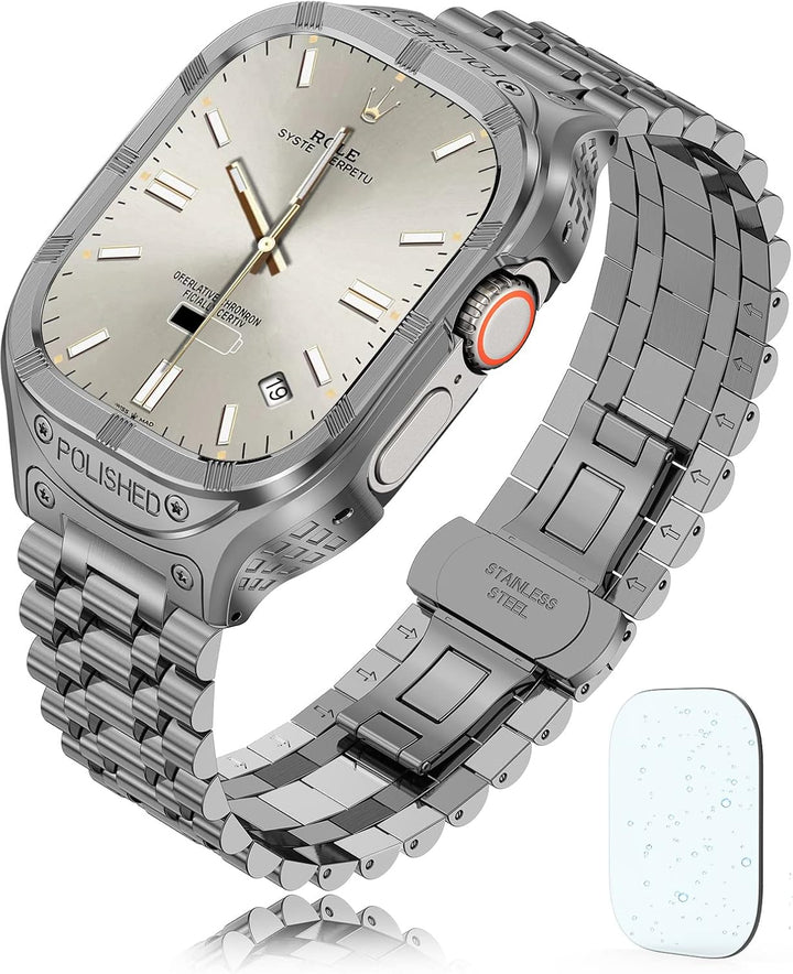 San Jeirie Edelstahlband mit Gehäuse für appl watch Ultra 1/Ultra 2 armband 49mm,Robustes Apple Watc