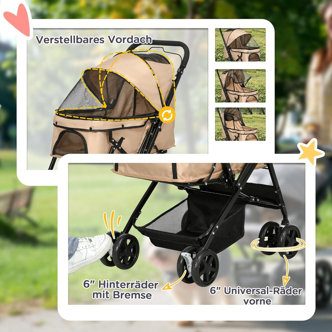 PawHut Hundebuggy Hundewagen Buggy für kleine Hunde und Katzen Haustierwagen Pet Stroller Katzenbugg