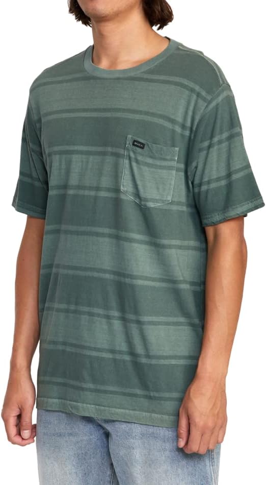 RVCA Herren Premium Red Stitch Kurzarm Graphic Tee T-Shirt S Ptc Board Streifen/Kaktus, S Ptc Board