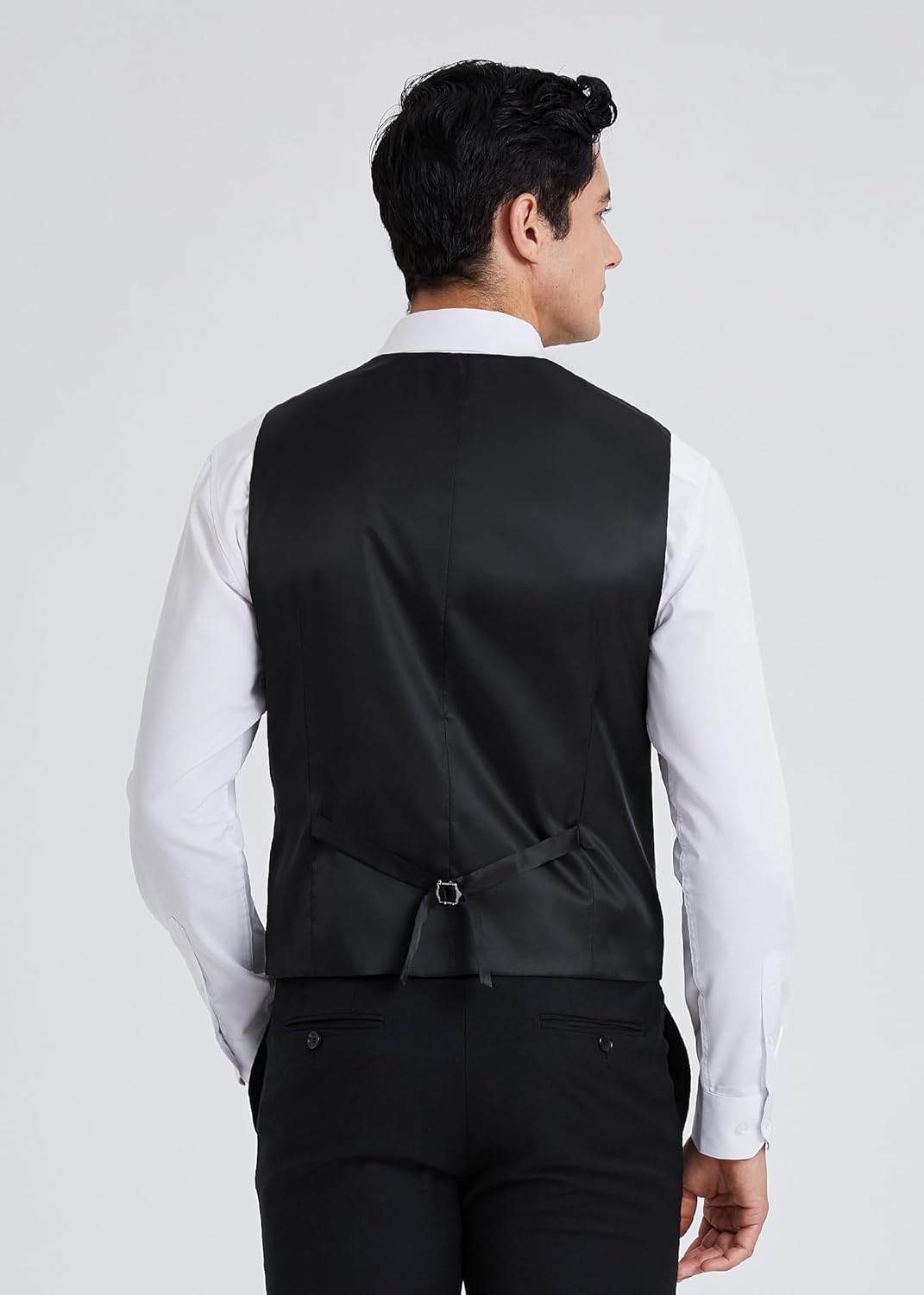 HISDERN Herren Anzugweste Formale Hochzeit Klassische Retro Baumwolle V-Ausschnitt Einfarbige Elegan