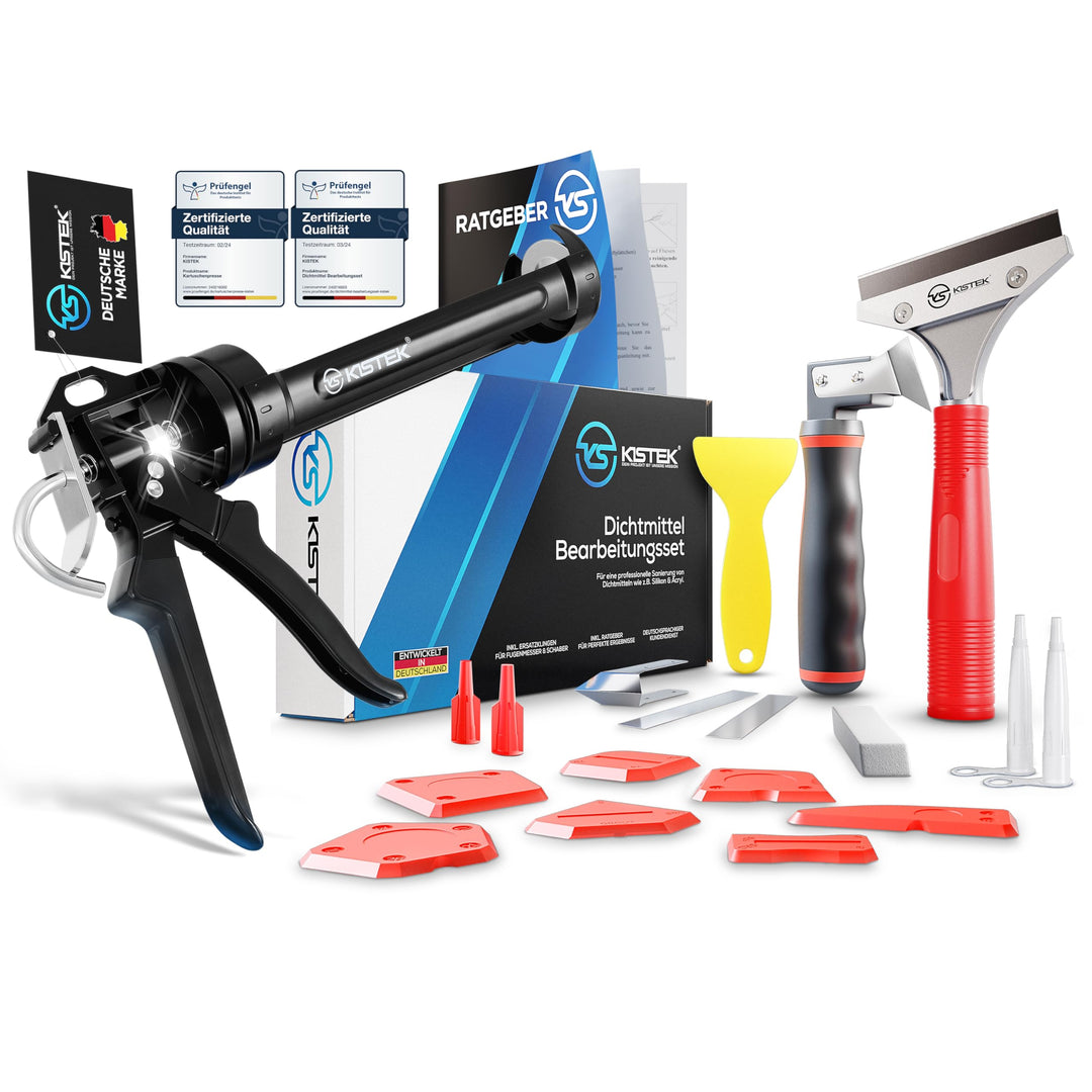 KISTEK® Profi Bundle – All in One Silikonentferner Werkzeug Set 18-tlg. inkl. Ersatzklingen zur Erne