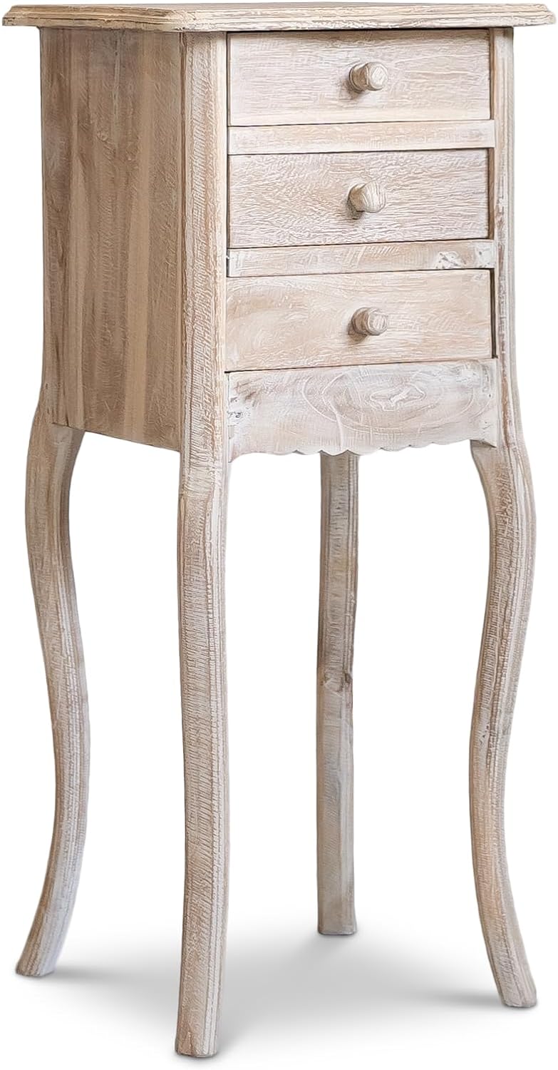 livasia Feine, hohe Teakholzkommode, Schminktisch, Nachttisch, Kommode, Nachtschrank, Badezimmerschr