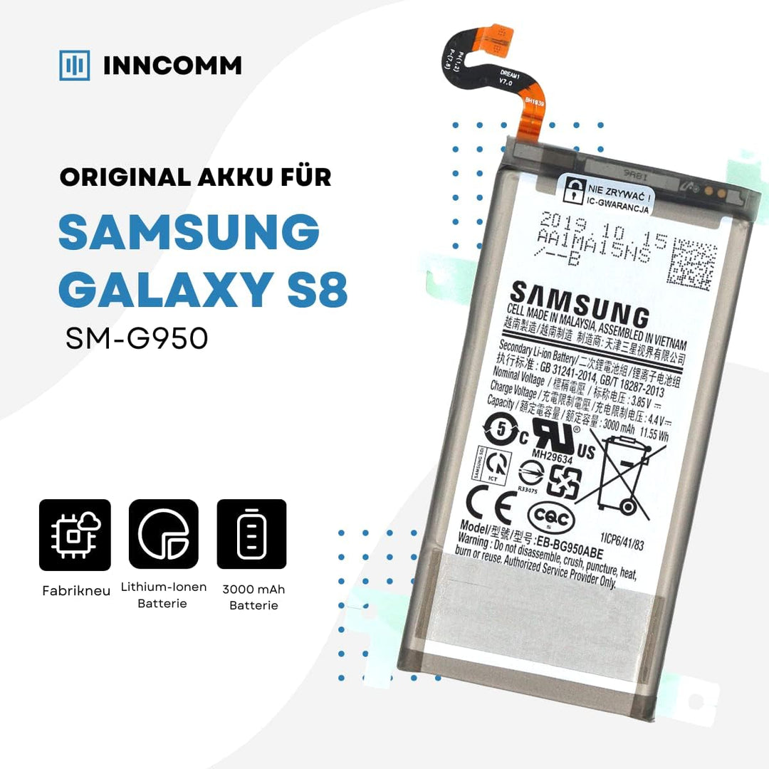 Original Akku für Samsung Galaxy S8 G950 Original OEM - 3000 mAh Lithium-Ionen-Batterie - Fabrikneu