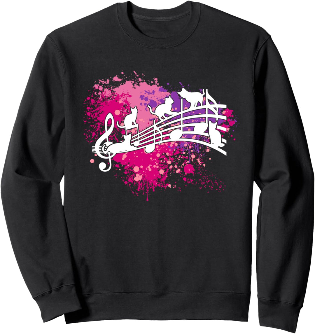 Katzen und Musik Musikalische Kätzchen Notenlinien Noten Sweatshirt