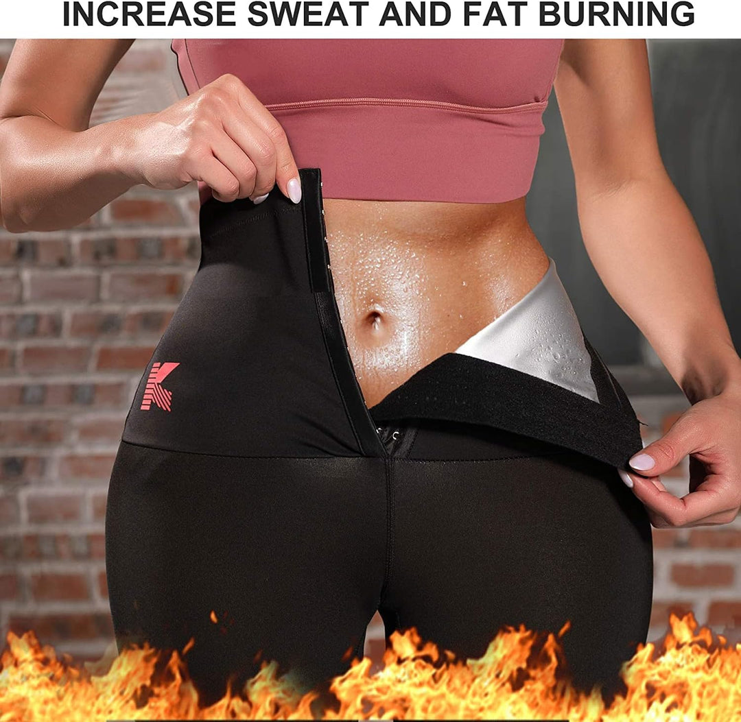 KUMAYES Sport Hosen Sauna Hosen Womens Schwitzen Hosen Hot Thermo Neopren Laufhose Damen zum Laufen,