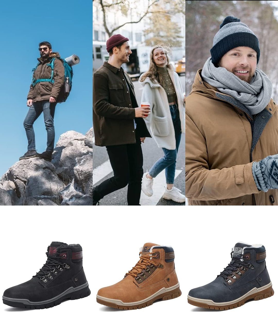 ARRIGO BELLO Winterstiefel Herren Winterschuhe Gefüttert Rutschfeste Warm Stiefel Gemütlich Trekking
