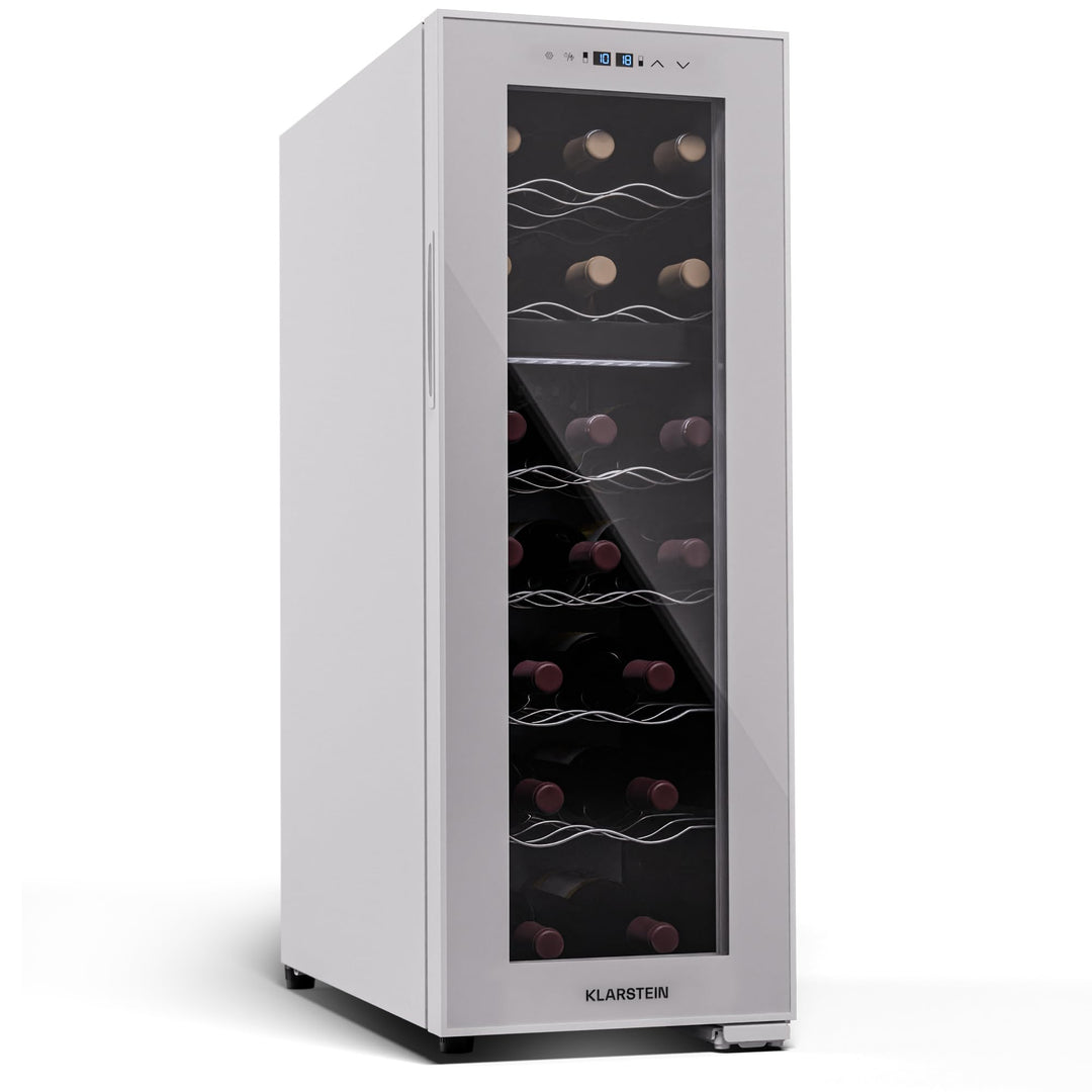 Klarstein Freistehender Weinkühlschrank 2 Zonen, Getränkekühlschrank Klein, Kleiner Weinschrank, Wei