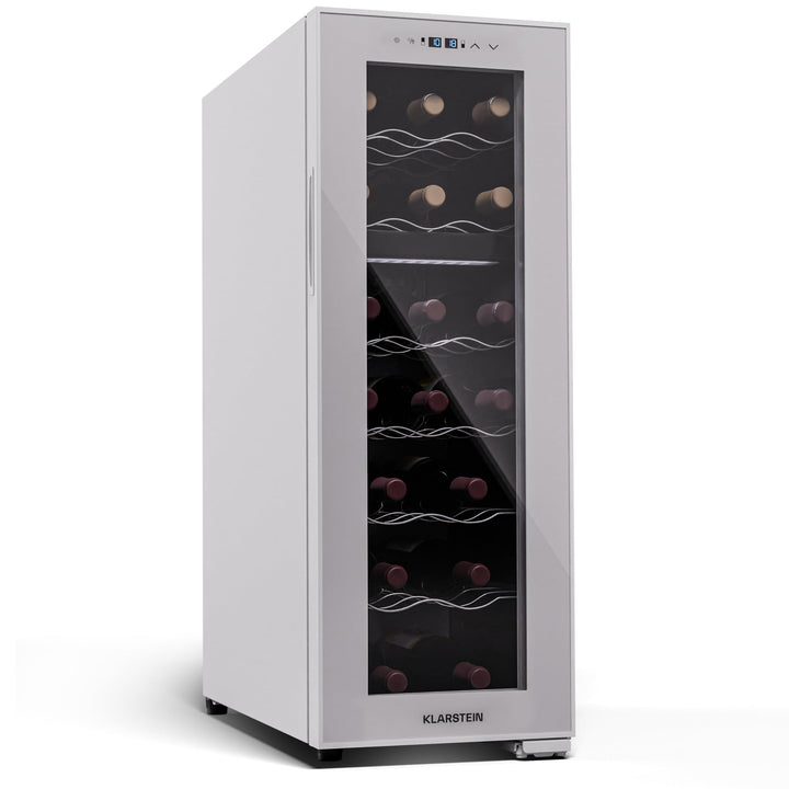 Klarstein Freistehender Weinkühlschrank 2 Zonen, Getränkekühlschrank Klein, Kleiner Weinschrank, Wei
