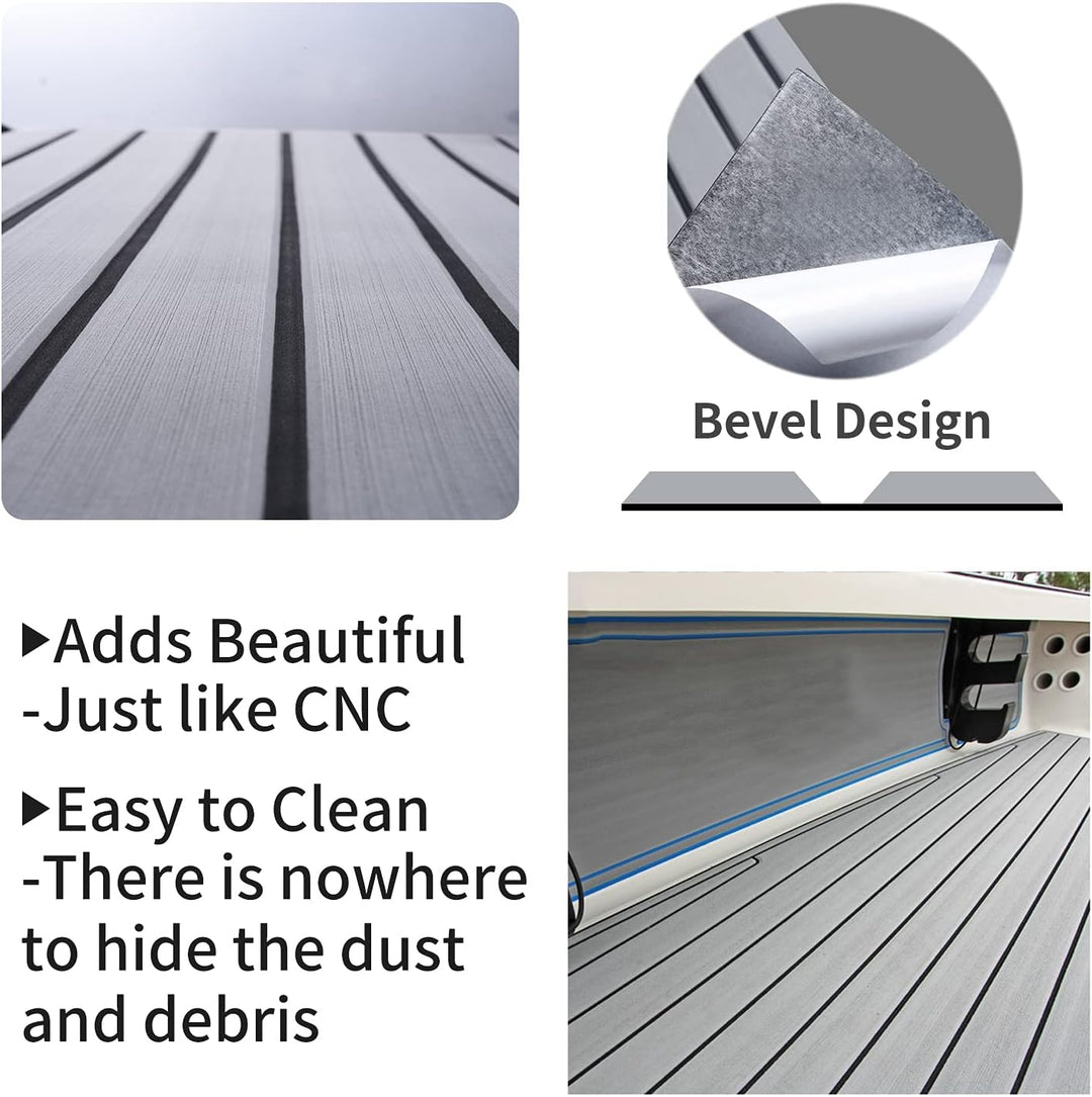 MIJOBS Grau und Schwarz Eva Teak Selbstklebend Deck Boot Selbstklebend rutschfeste Matte Marinedeck