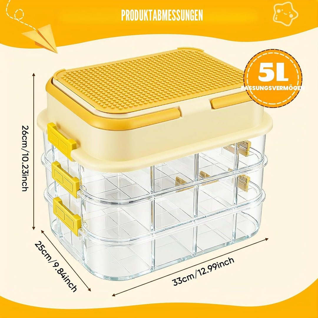 Legosteine Aufbewahrungsboxen,Legosteine Sortierbox,4 Stufen Hohe Kapazität,Mit Trennbarer Partition