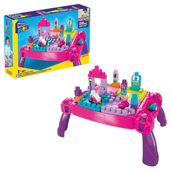 MEGA Bloks FFG22 - Bau- und Stapelspass, Bau- und Spieltisch, inklusive 30 Bausteine, rosa, Spielzeu