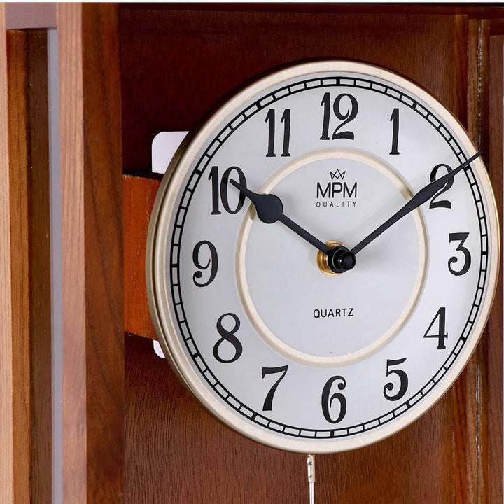 MPM Quality Retro Wood Tischuhr, Traditionelle und Elegante Holztischuhr, Präziser Quarz-Schrittmoto
