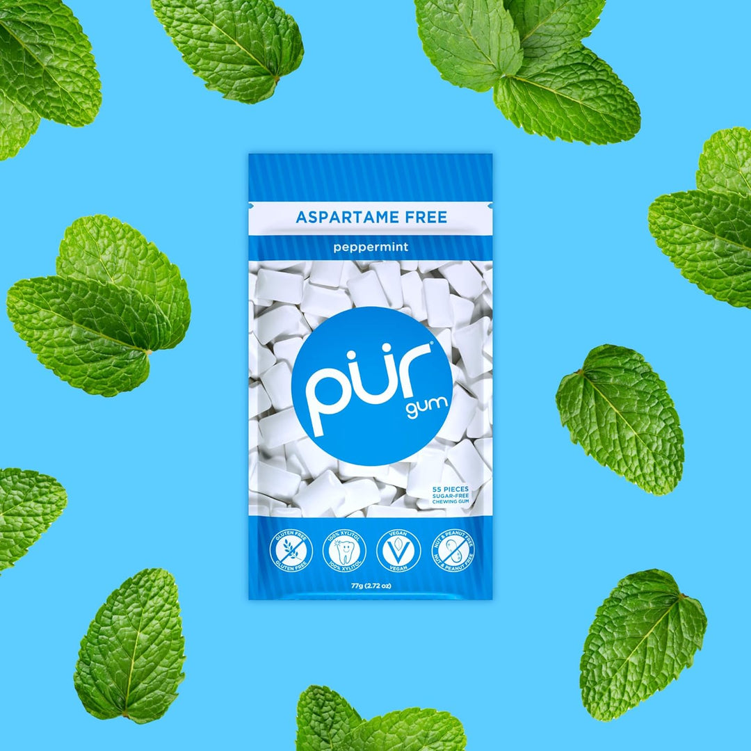 PUR Gum | Zuckerfreier Kaugummi | Mit Xylit | Vegan, Aspartamfrei & Glutenfrei | Natürlicher Kaugumm