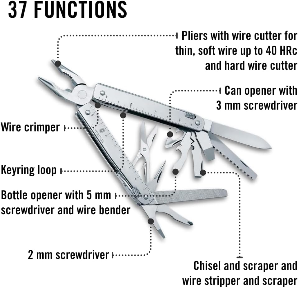 Victorinox Multifunktionstool, Swiss Tool X Plus, Taschen Werkzeug, 38 Funktionen, Kombi-Spitzzange,