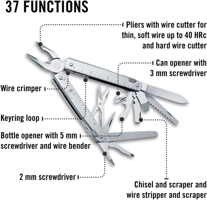 Victorinox Multifunktionstool, Swiss Tool X Plus, Taschen Werkzeug, 38 Funktionen, Kombi-Spitzzange,