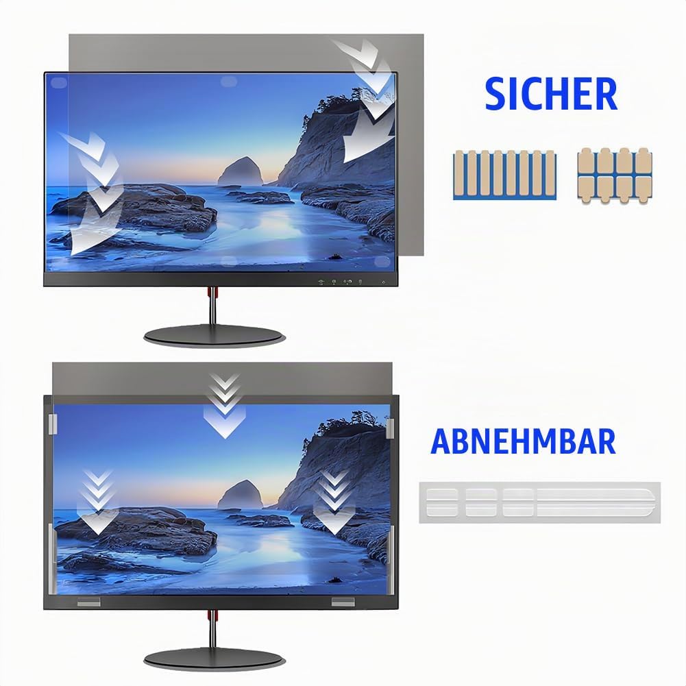 24 Zoll Bildschirm Blickschutzfilter, Verbesserter Displayschutzfolie Abnehmbare HD Datenschutzfolie