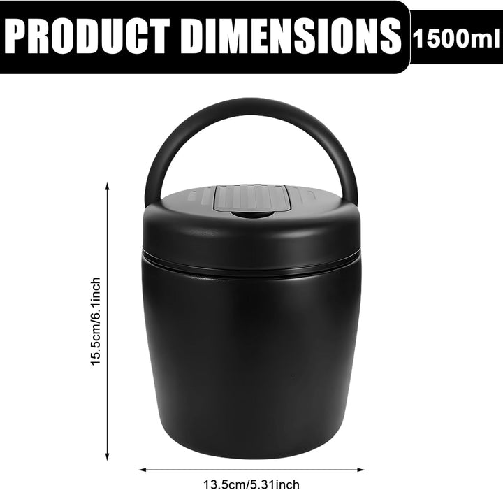 Thermobehälter Für Essen 1500ml, Warmhaltebehälter Essen Edelstahl Mit Schnallendeckel Und Löffel, B