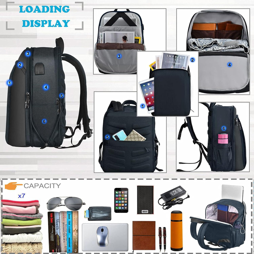 ZINZ Schlanker und Erweiterbarer 15" 15,6" 16" Laptop Rucksack, Diebstahlschutz, Business Reise Note