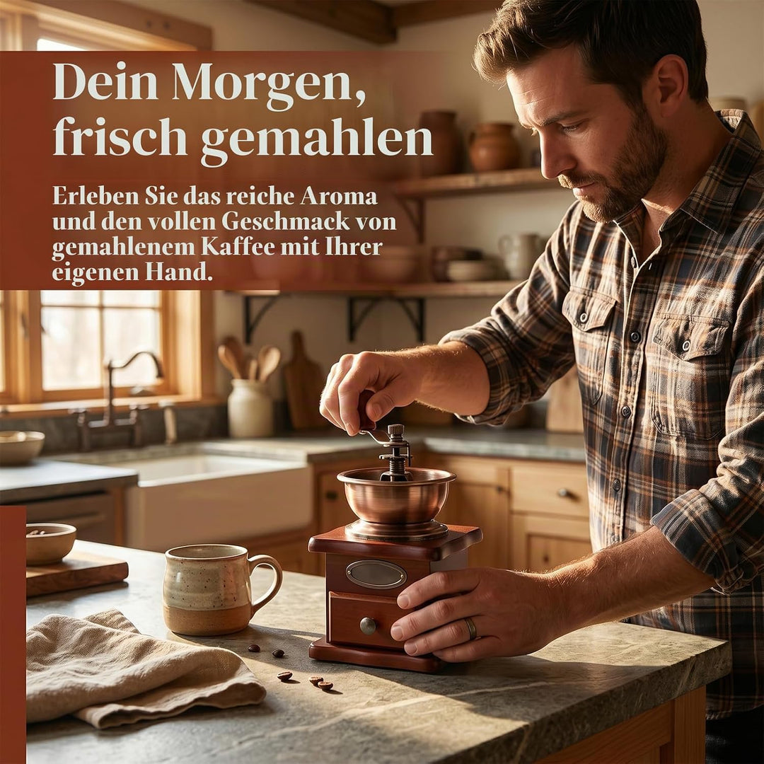 Manuelle Kaffeemühle Einstellbare Grobheit Kaffeemühle Mahlwerk Kaffeebohnenmühle Vintage Holz Handm