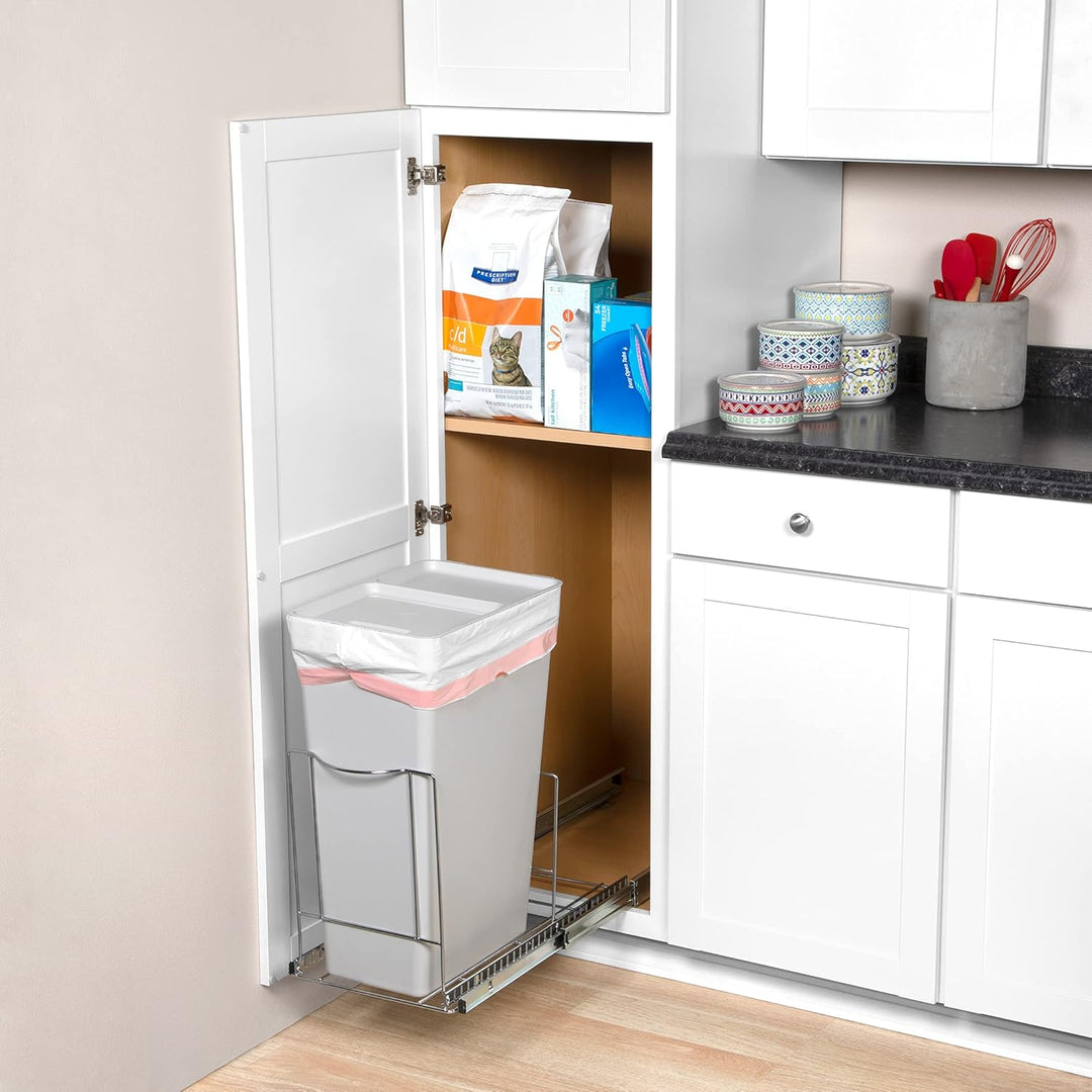 HOLDN’ STORAGE Herausziehbarer Mülleimer unter Schrank, ausziehbares Regal für Mülleimer, verstellba