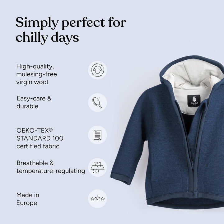 Ehrenkind® Walkjacke Gr. 134/140 | Jacke für Kinder aus Merino Schurwolle mit Reissverschluss | Walk