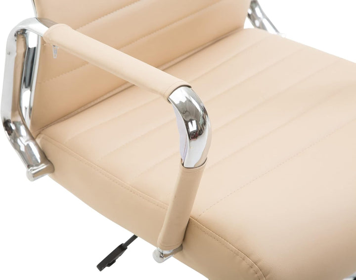 CLP Bürostuhl Kolumbus Kunstleder-Bezug I Höhenverstellbarer Schreibtischstuhl, Farbe:Creme, Creme