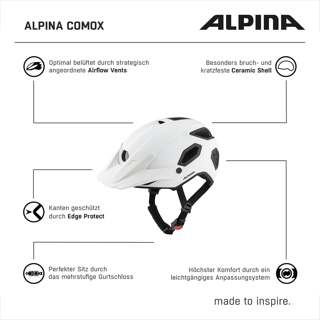 ALPINA COMOX - Widerstandsfähiger, Stossabsorbierender & Anpassbarer Enduro Fahrradhelm Mit kurzem S