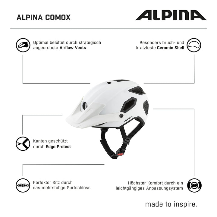 ALPINA COMOX - Widerstandsfähiger, Stossabsorbierender & Anpassbarer Enduro Fahrradhelm Mit kurzem S