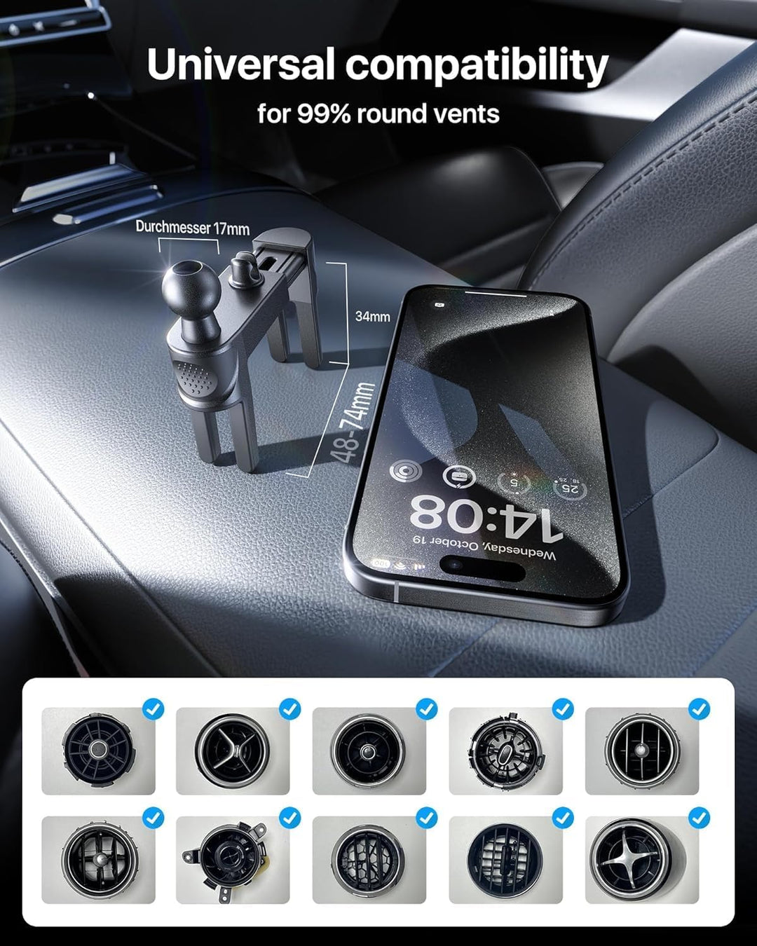 andobil Handyhalterung Auto Runde Lüftung [ 2.0 Entwurf Upgrade für Mercedes ] Handyhalterung Auto [
