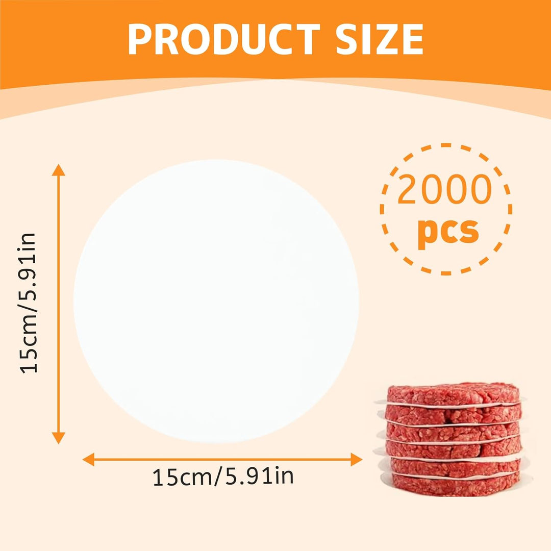 2000 Stück Burger Papier Rund 15cm für Burgerpresse Ø 15 cm, Burgerpapier Antihaft, Backpapier für H
