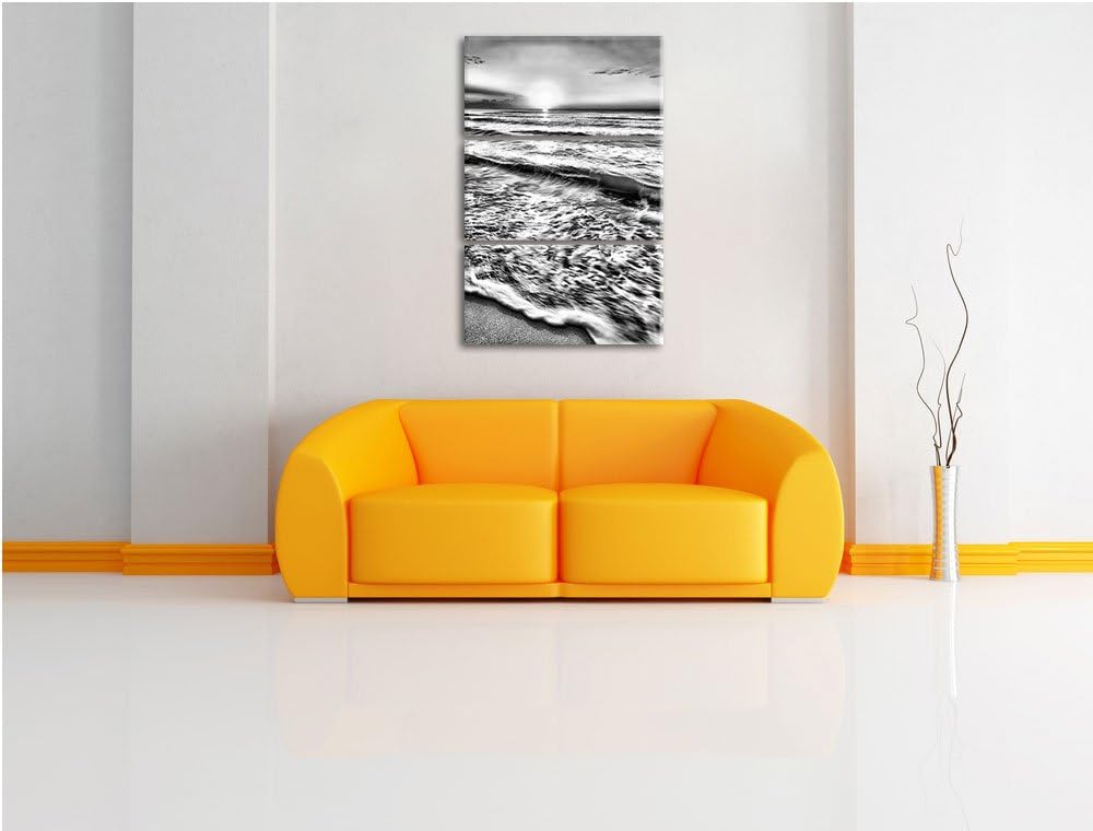 Pixxprint Meer bei Sonnenuntergang als Leinwandbild/Grösse: 3 Teilig (120x80) cm/Wandbild/Kunstdruck