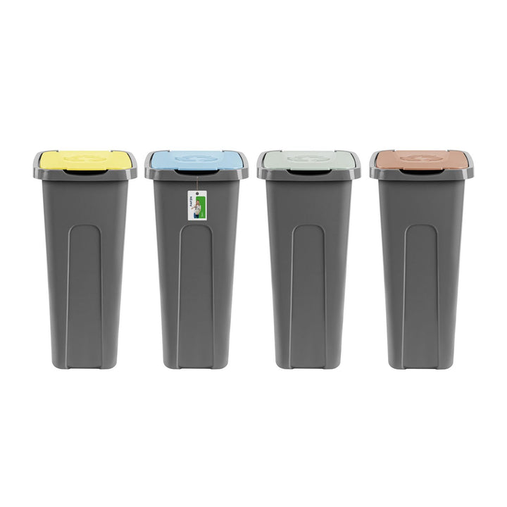 PAFEN Grosser Mülleimer 30l mit Deckel – 4er Set Abfallbehälter 550 x 275 x 370mm - Abfalleimer für