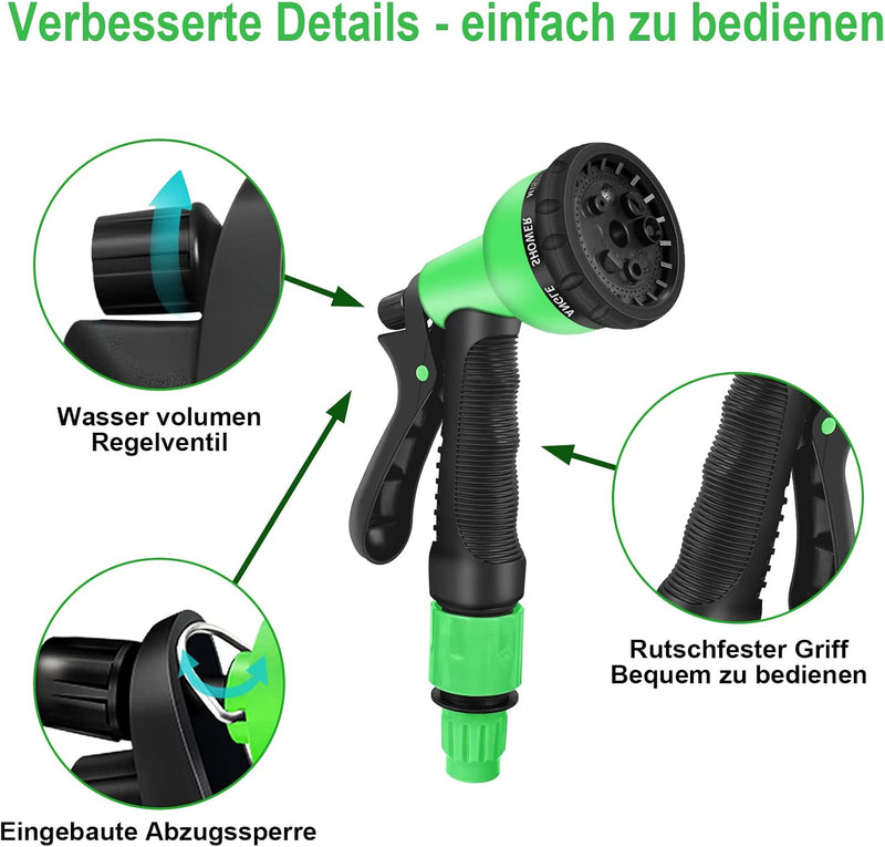 kitway-my Flexibler Gartenschlauch wasserschlauch 100FT/30M, Gartenschlauch 3/4 zoll und 1/2 zoll, m