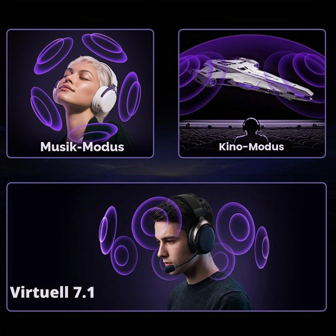Akko Verge S9 Gaming Headset Kabellos 25ms Niedrige Latenz 250H Akku | Ultraleichtes 270g, 53mm Trei