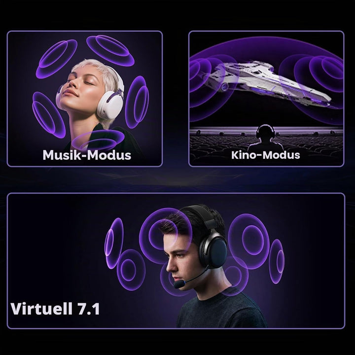 Akko Verge S9 Gaming Headset Kabellos 25ms Niedrige Latenz 250H Akku | Ultraleichtes 270g, 53mm Trei