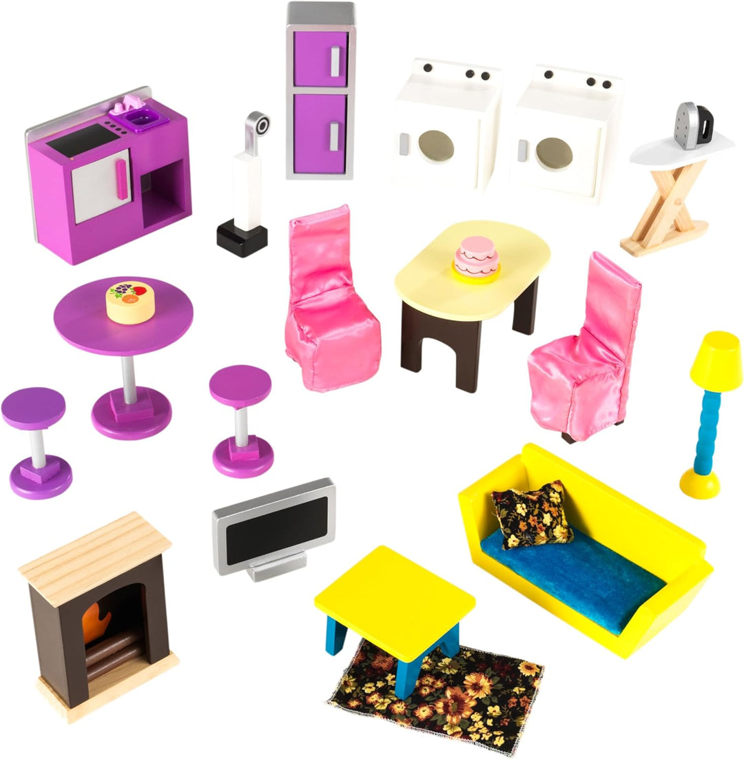 KidKraft Puppenhaus So Chic aus Holz mit Möbeln und Zubehör für 30 cm Puppen, Spielset für 360 Grad