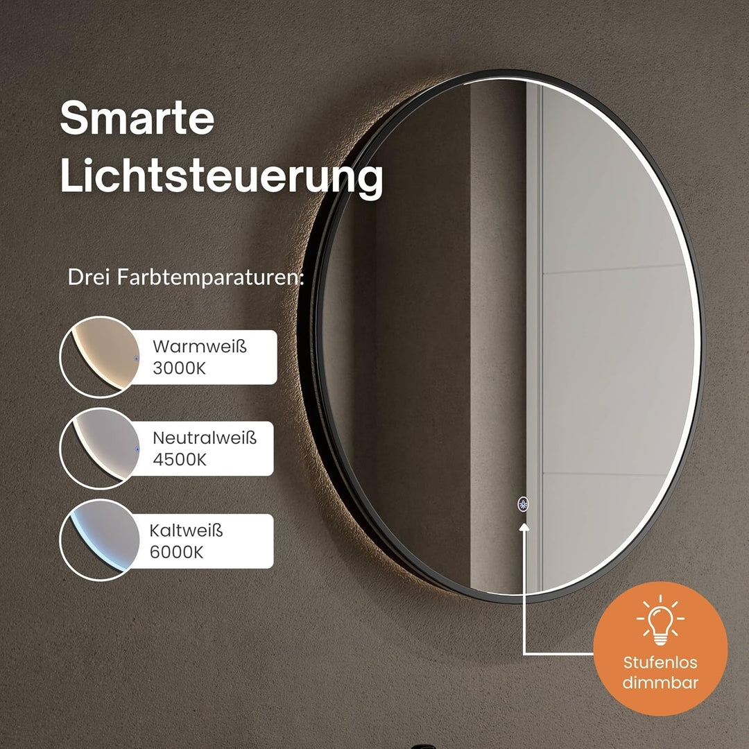 Planetmöbel 2 x Schuhschrank schmal inkl. runder Spiegel mit Beleuchtung 60 cm (3 Lichtstufen) Schuh