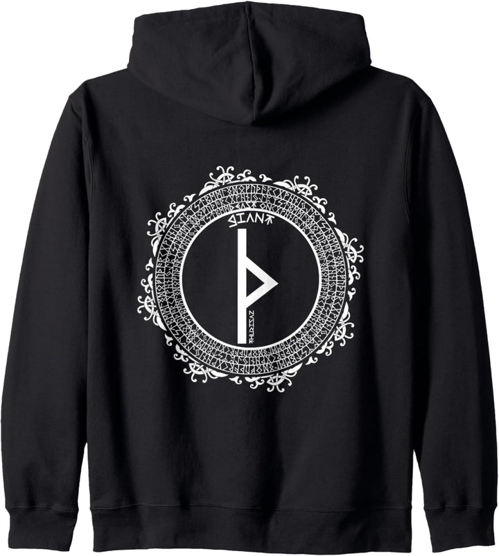 Wikinger Rune Thurisaz Rücken Motiv Nordische Rune Fitness Kapuzenjacke