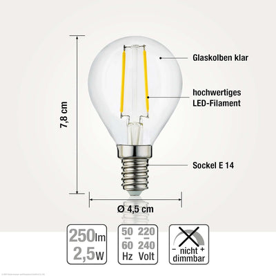 hellum LED E14 warmweiss Glühbirnen im 10er-Pack, LED Lampe E14 mit 2,5W ersetzt Glühbirne E14 mit 2