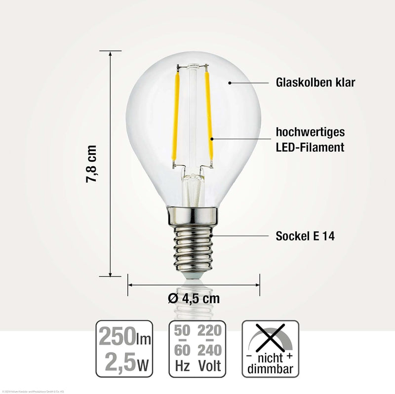 hellum LED E14 warmweiss Glühbirnen im 10er-Pack, LED Lampe E14 mit 2,5W ersetzt Glühbirne E14 mit 2