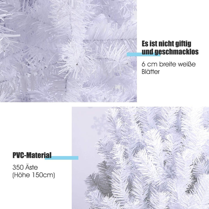 GOPLUS 150/180/210/240cm Weihnachtsbaum Weiss, Festliche Weihnachtdekoration für Zuhause, Weisser Ta
