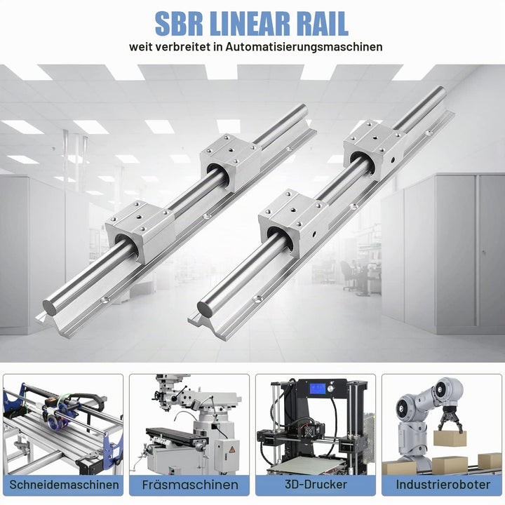 CNCMANS Linearführung Linearschiene 2Stück SBR20-500mm Edelstahl Führungsschiene mit 4Stück SBR20UU