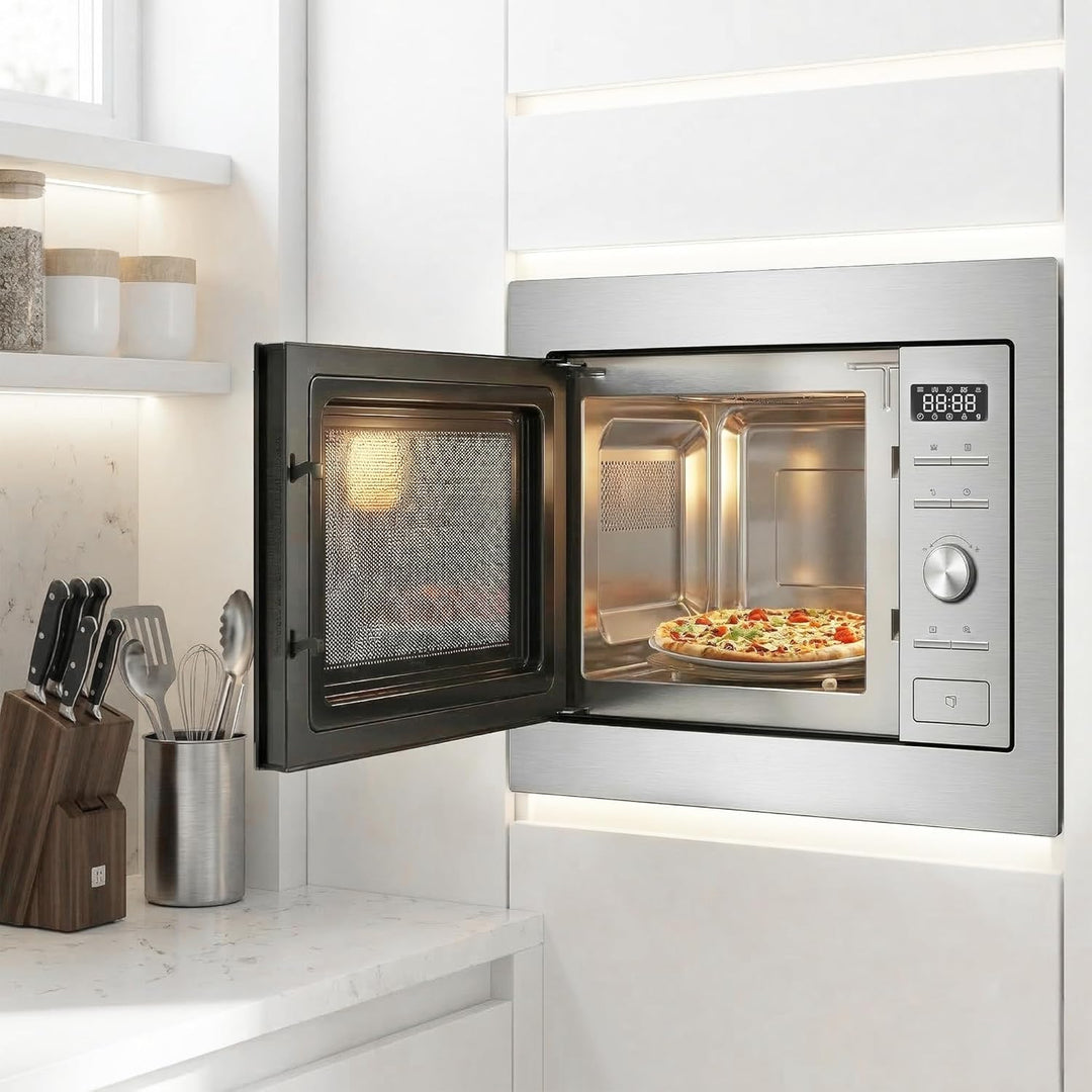 HMW-MDBI28GDIX Einbau-Mikrowellenofen – 28 L Garraum, Digitale Touch-Bedienung, Leistungsstarker Gri