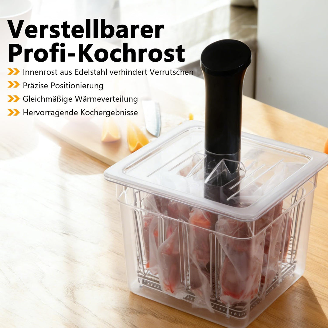 Sous Vide Behälter 12L, Sous Vide Container mit Deckel und Rack ür Sous Vide Stick Garer, Multifunkt