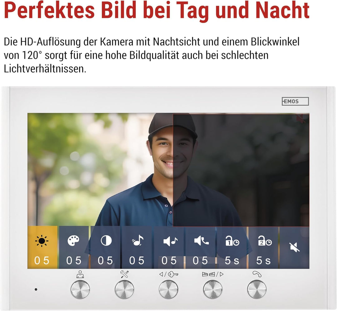 EMOS - Video-Türsprechanlage, 2-Draht-Ausführung - 720p HD Video-Türklingel - wasserdichte Kamera mi
