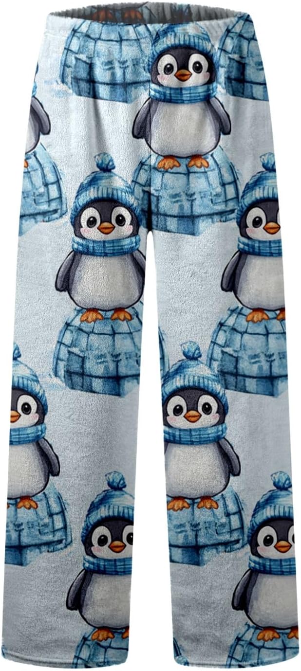 Generisch 2025 Flanell-Schlafhose für Männer Frauen mit Cartoon-Print doppelte Fleece-Hose Compatibl