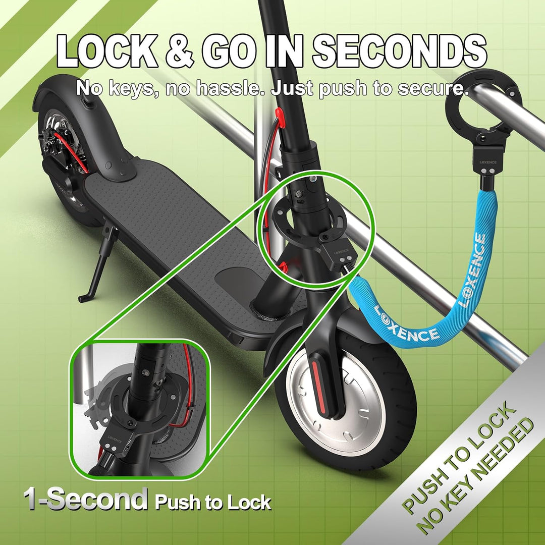 E Scooter Schloss, Handschellenschloss mit Kordelzugbeutel, Hohe Sicherheit Fahrradschloss, Scooter